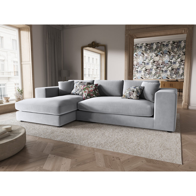 Micadoni Upholstered Corner Sofa, Left Hand Facing, Silver