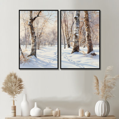 «Trees Charm in Winter I» - art mural traditionnel brun