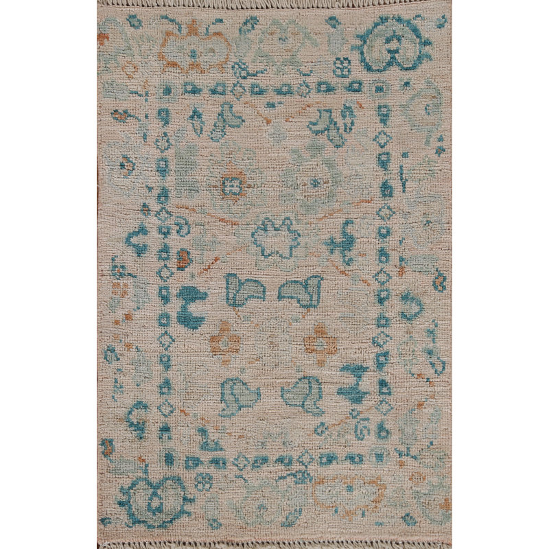 Tapis oriental en laine à motif géométrique discret Oushak 2x3