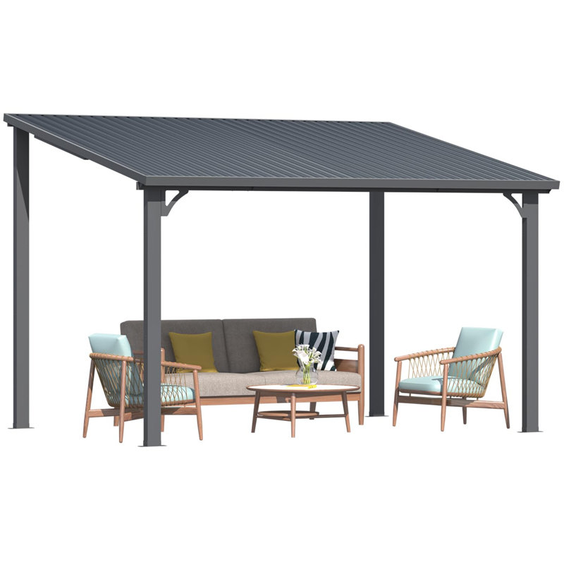 Hardtop Gazebo With Galvanized Steel Sloping Roof, 98.4" H x 144" W x 96" D 