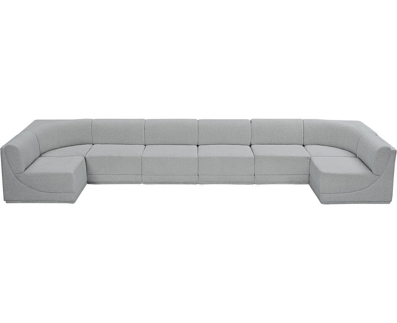 Canapé modulaire rembourré 8 pièces Ollie, Tissu gris bouclé