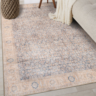 Tapis médaillon bleu délavé Elise