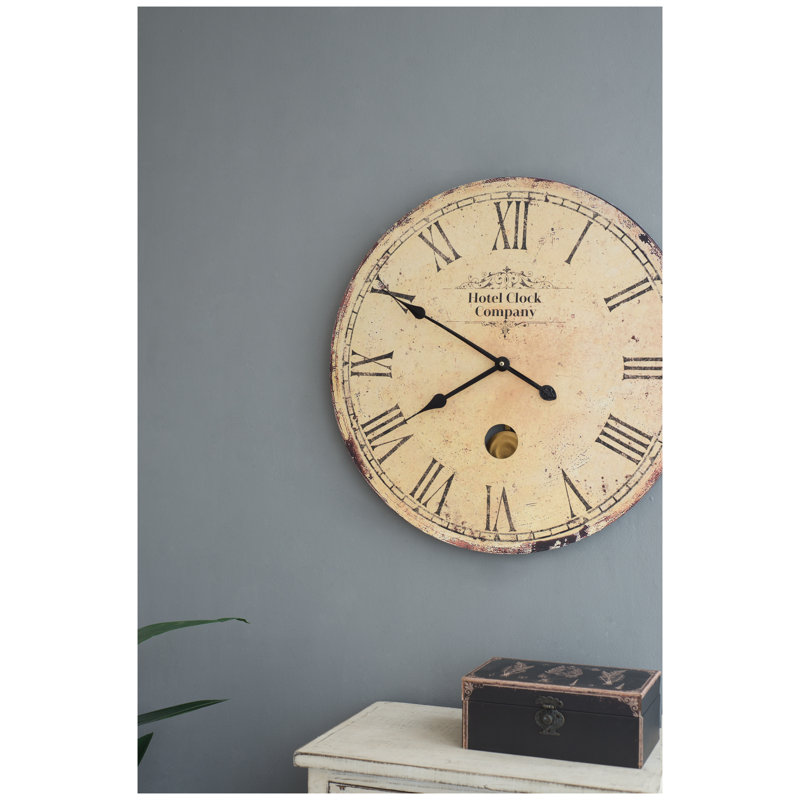 Horloge murale de style rétro 23 po avec pendule en bois aggloméré Dubois pour salon ou bureau