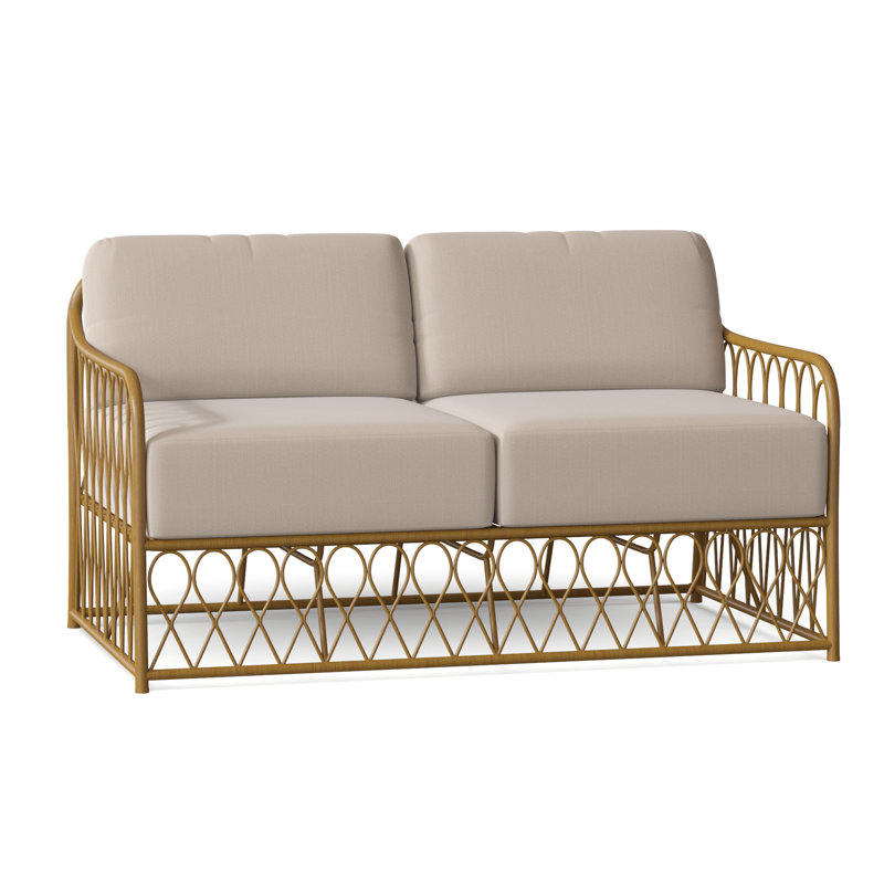 Cane 53.75'' Wide Aluminum Loveseat with Cushions, Linen Antique Beige Sunbrella®