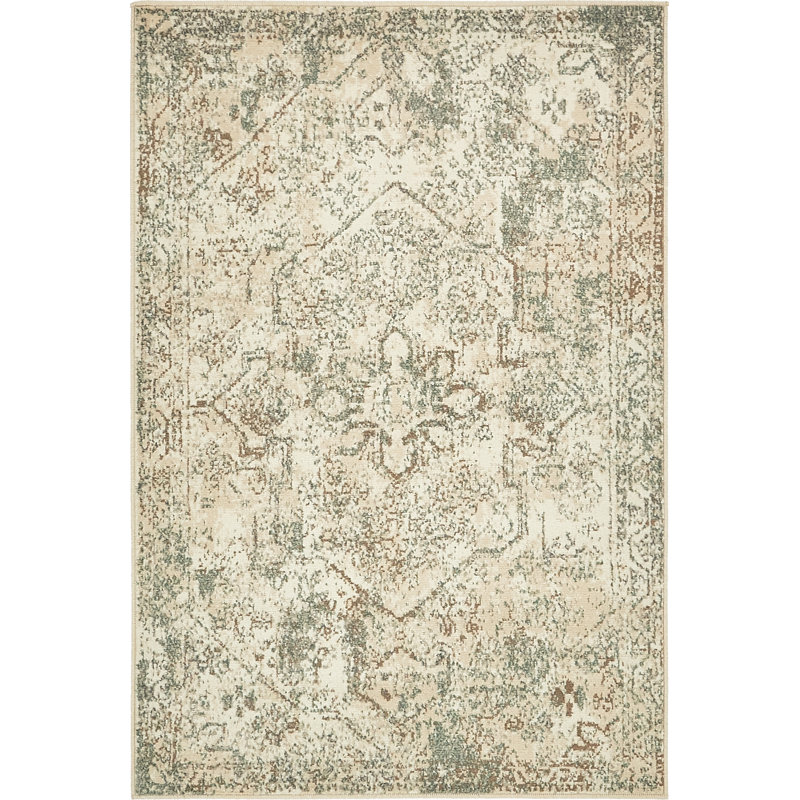 Tapis crème / brun Mosely Orentiel, Rectangle 4 pi 1 po x 6 pi 1 po