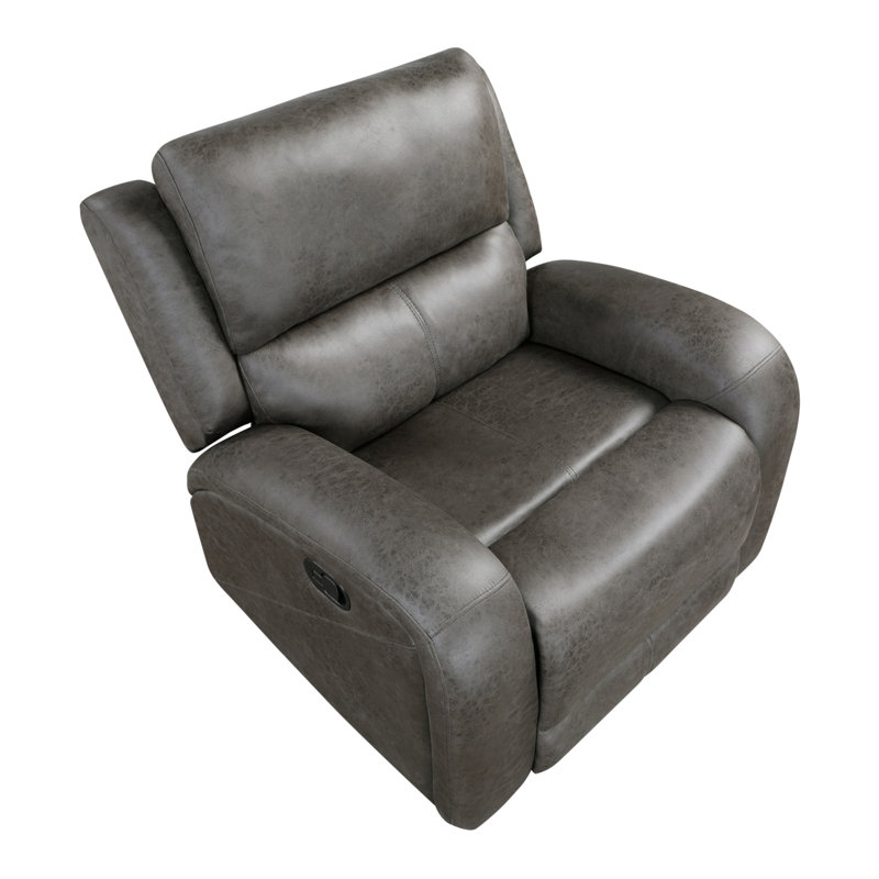 Fauteuil inclinable gris, revêtement moelleux et confortable, bois massif, style transitionnel, meuble de salon, 1 pièce.