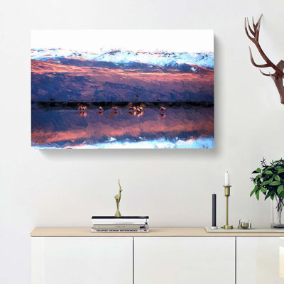 Flamingos At Sunset - Wrapped Canvas