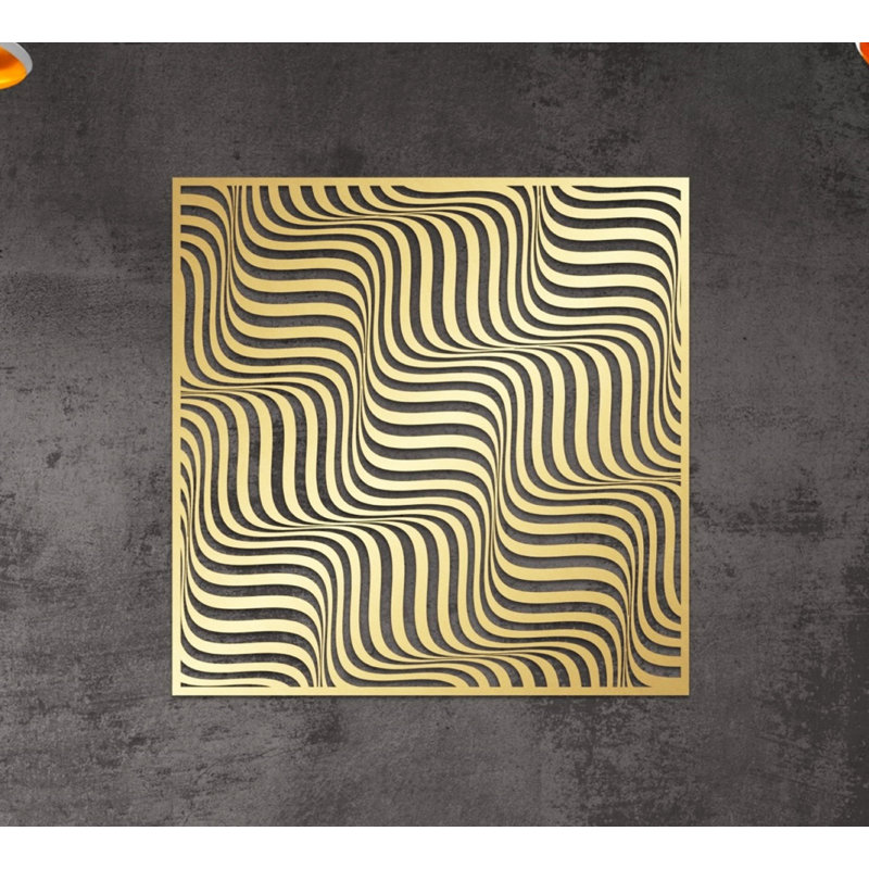 Metal Abstract Wall Hanging Décor, Infinite Waves Contemporary Art Deco for New Home or Office Gift, Shiny Gold