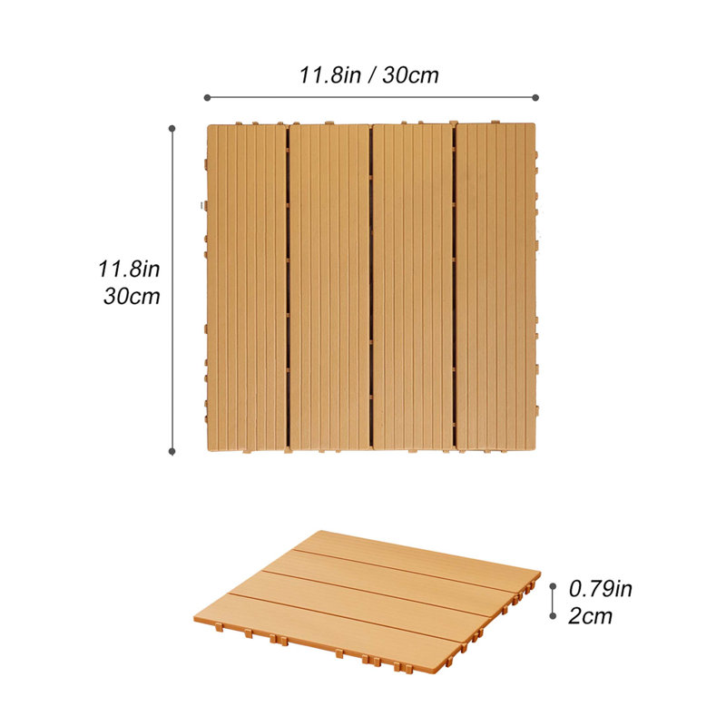 Plastic Composite Deck Tiles Set of 35pcs, Wood