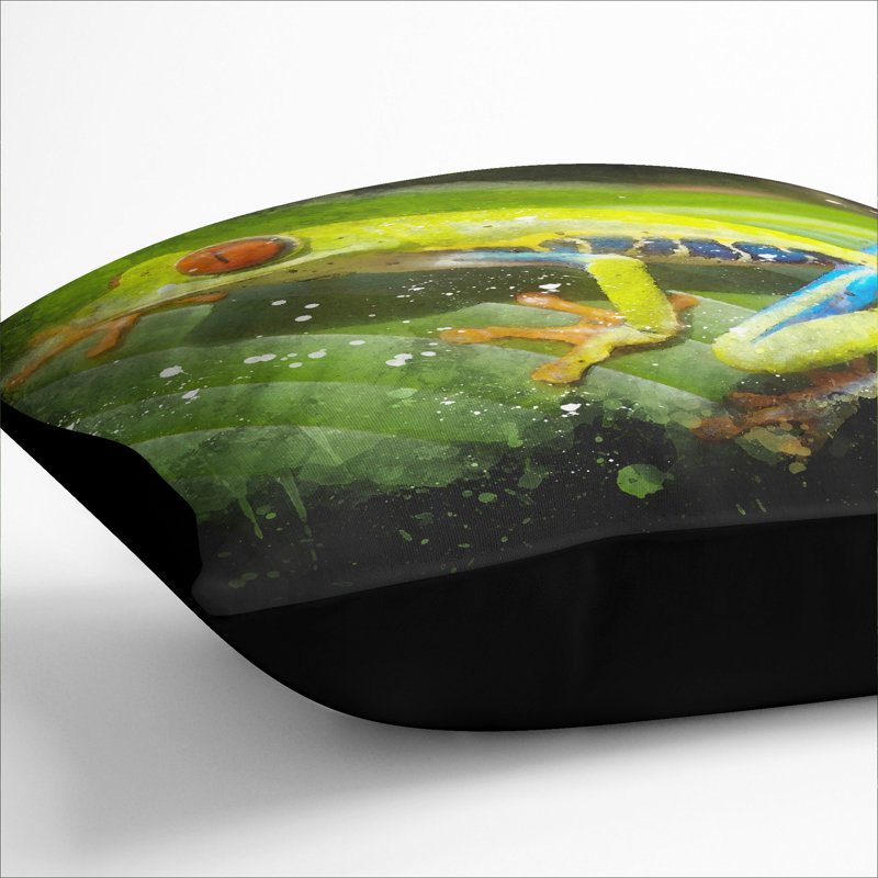 Tree Frog Vol.2 Paint Splash Scatter Cushion, Black, 55cm H x 55cm W x 20cm D