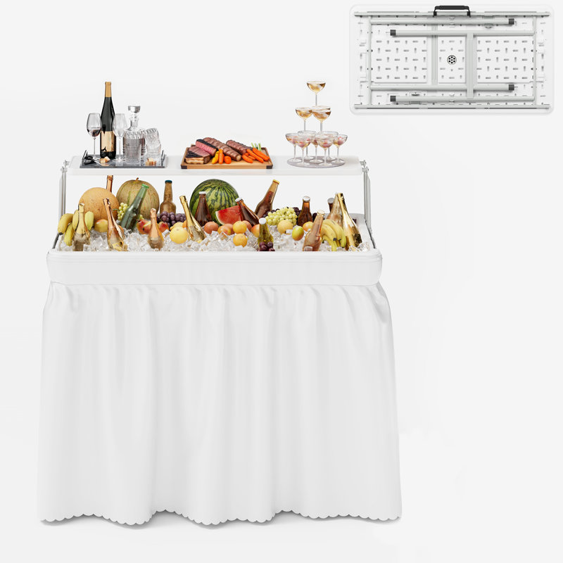 Table de glacière extérieure pliante, Blanc