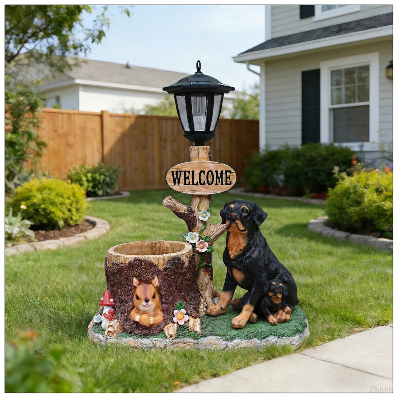 Statue jardinière Rottweiler