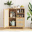 Buffet en rotin avec tablette réglable, buffet avec tiroirs pour le salon, la cuisine, le vestibule-1234209788