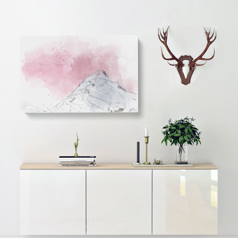 Snowy Mountain Sketch - Wrapped Canvas Print, 50cm H x 76cm W x 3cm D