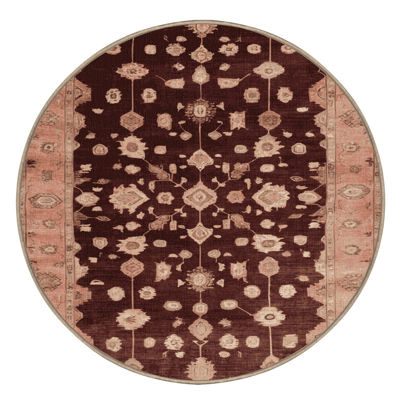Tapis brun lavable à la machine, Rond 3 pi