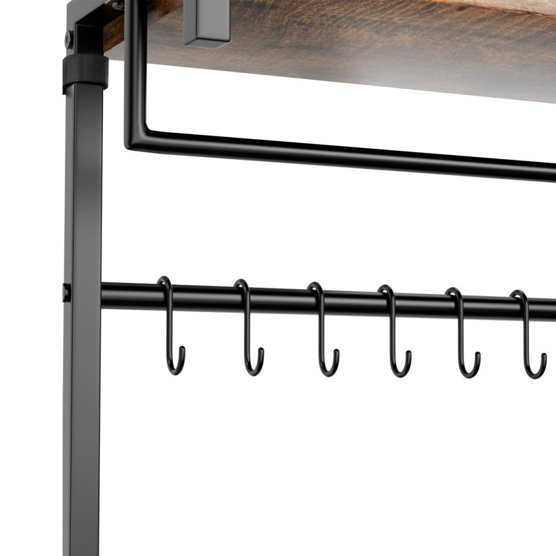 Étagère de boulanger de cuisine, étagère de boulanger avec câble d'alimentation de 4,6 pi avec prise de courant, support de cuisine avec barre de support en forme de X, 8 crochets en forme de S, support de bar à café pour vaisselle, bouteilles à ?