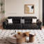 Causeuse-coussin modulable noire en cuir véritable