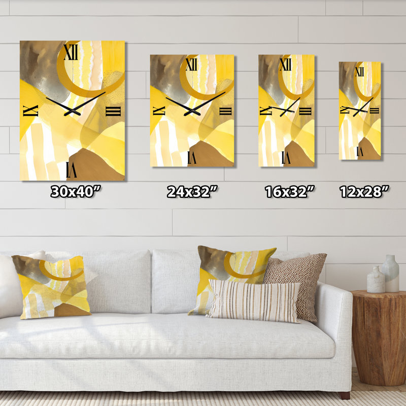 Horloge murale rétro moutarde jaune moutarde rétro, H 40 po x l 30 po x P 1 po