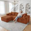 Canapé d'angle modulaire en flanelle de 276 cm (108,66 po), livré en rouleau avec 5 coussins, aucun assemblage requis, orange-87663165-88743566