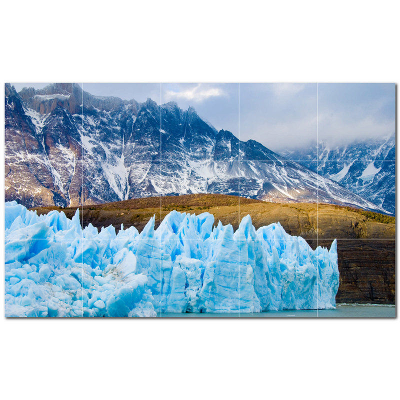 Murale en céramique satinée Glacier Photo 4,25 po x 4,25 po
