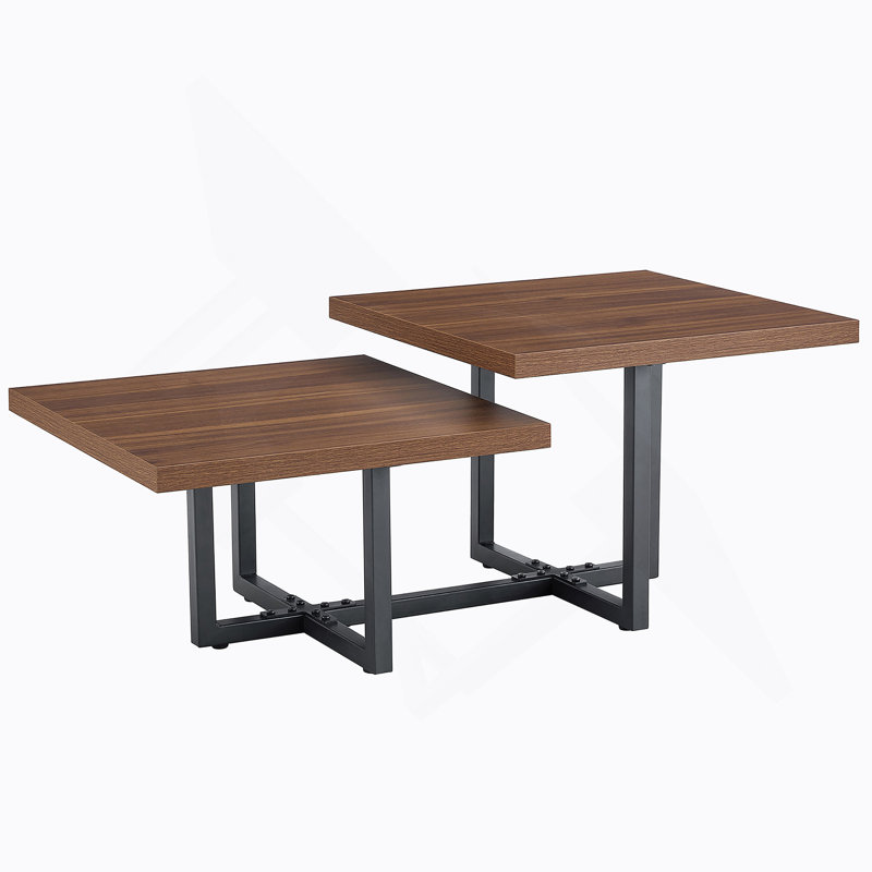 Perfectly Integrating Modern and Scandinavian Styles-Dark Walnut Double-Deck Coffee Table, Dimensions 47*23.5*18.