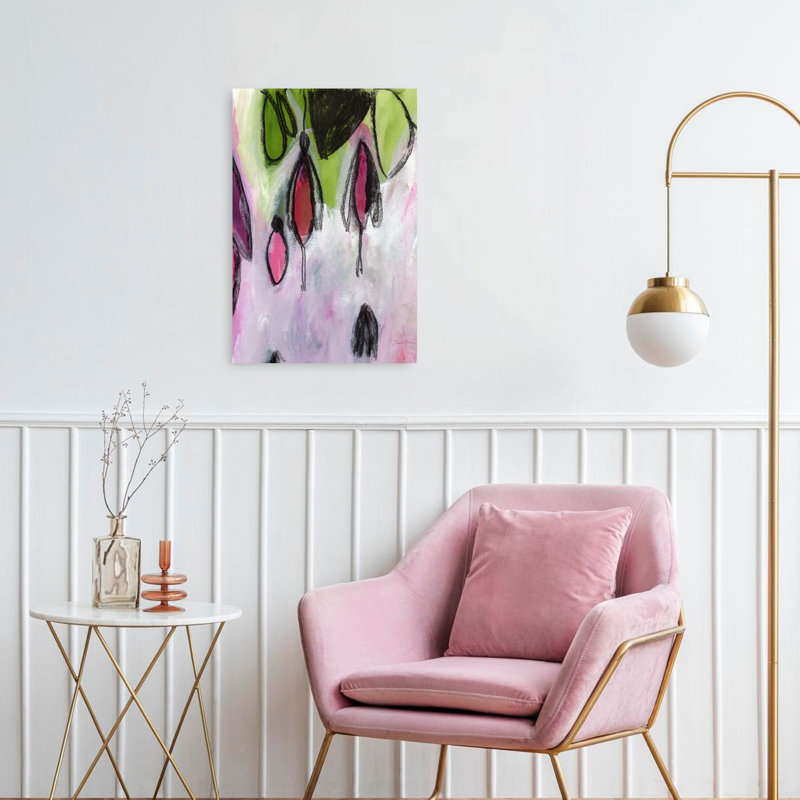 «Vibrant Floral Abstraction», art contemporain coloré, paysage contemporain, 24" H x 16" W