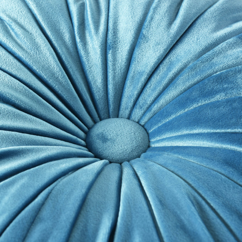 Velvet Round Throw Pillow, Dusty Blue