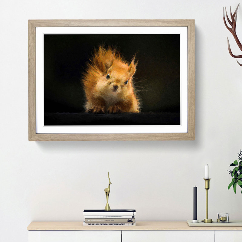 Red Squirrel - Framed Print, 36cm H x 48cm W x 2cm D, Oak Framed
