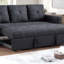 Canapé modulaire avec canapé-lit et canapé-lit capitonné en polyfibre noir