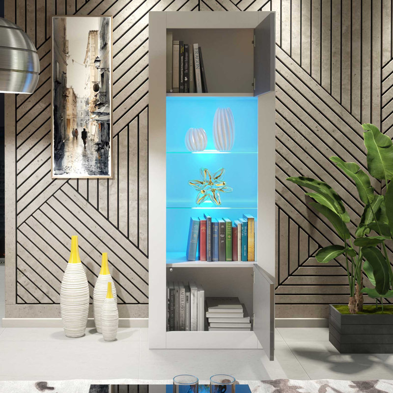 Aquetzalli 63 cm W Display Cabinet, White/Grey