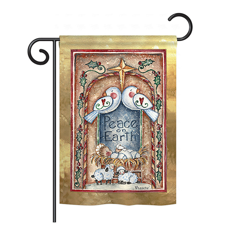 Drapeau de maison / jardin Peace and Earth, H 40 po x l 28 po