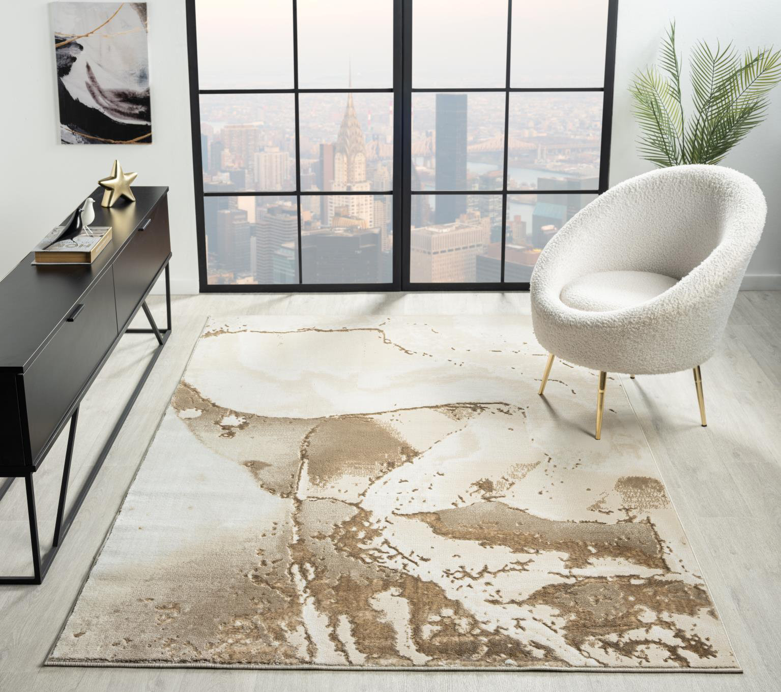 17 Stories Nason Collection Abstract Beige/Cream Area Rug, | Wayfair