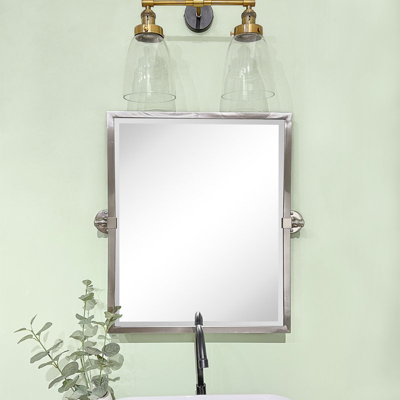 Metal Rectangle Mirror, Brushed Nickel, 24" x 22"