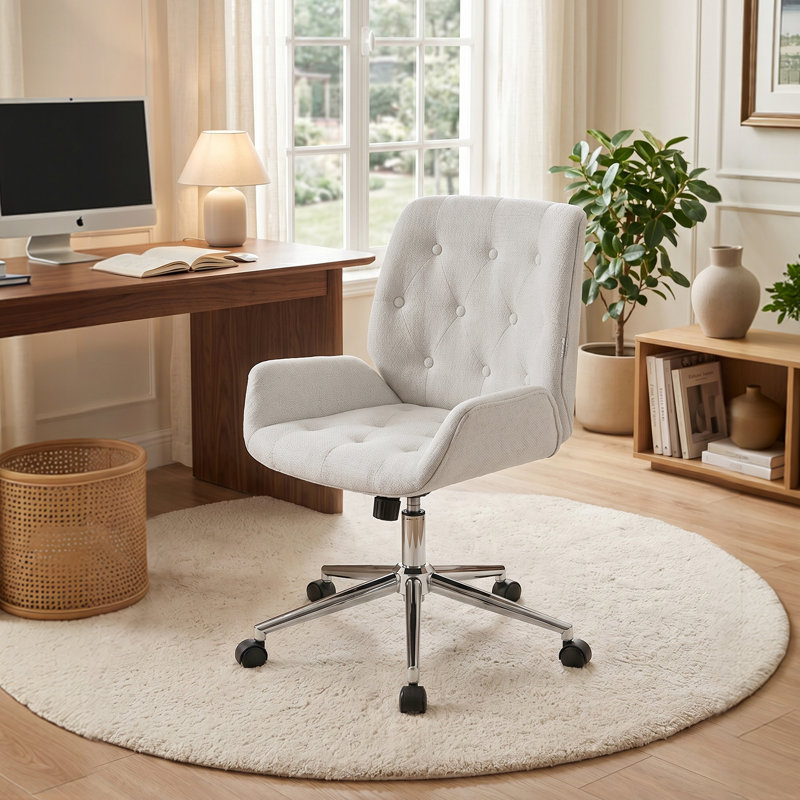 chenille office chair, White