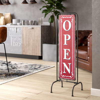 Free-Standing Metal Framed Open and Closed Sign