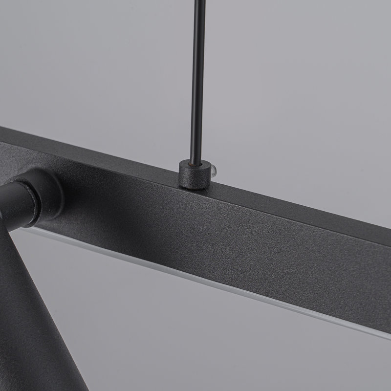 Luminaire suspendu linéaire pour îlot de cuisine à 7 lumières DEL, Noir mat