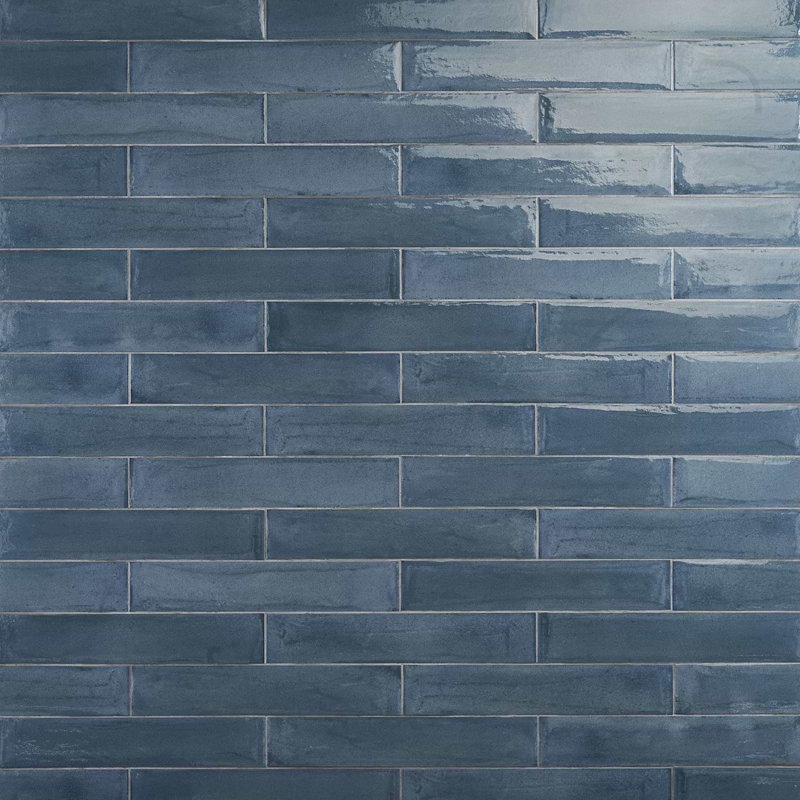 Paint 3x16 Glossy Porcelain Tile, Blu Notte