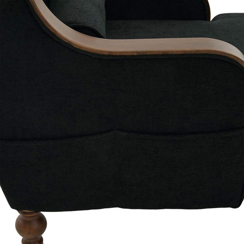 Fauteuil-lit rembourré en tissu, Noir