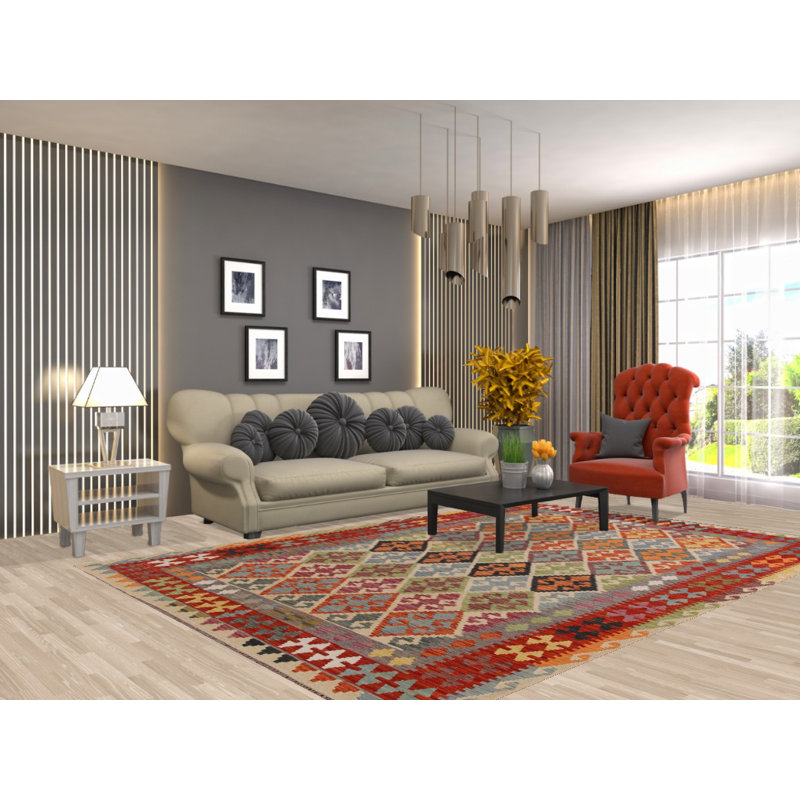 Tapis kilim en laine Trellis