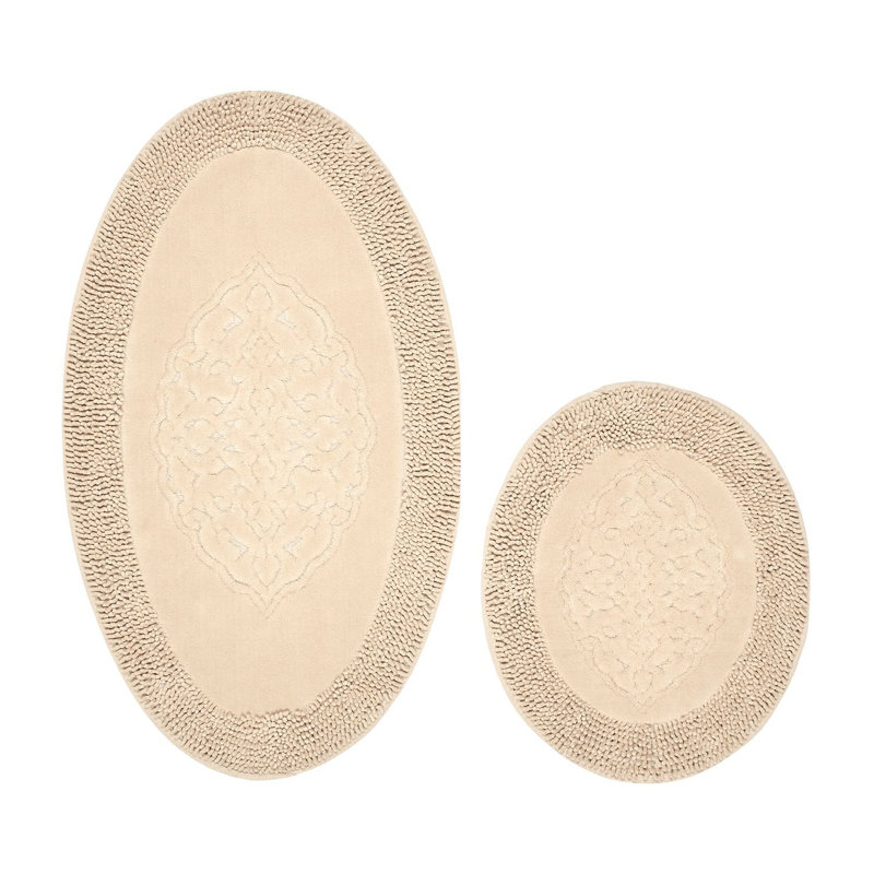 Ensemble de tapis de bain luxueux 2 pièces, 19,7 x 23,6 pouces et 23,6 x 39,4 pouces | 100% coton, hauteur de poils de 5 mm | Dessous antidérapant, lavable à la machine | Doux et absorbant, parfait pour la décoration de salle de bain