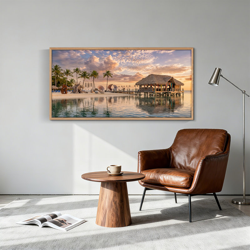 «Tropical Beach», reproduction d'art sur toile encadrée de 1 x 58 po x 28 po, 58 po x 28 po