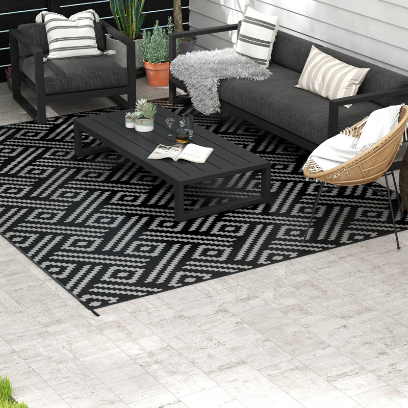 Outsunny Reversible Outdoor Rug, Rectangle 9' x 12'