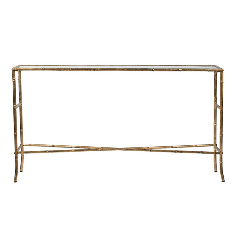 56.5x14x30" Antique Gold Console Table