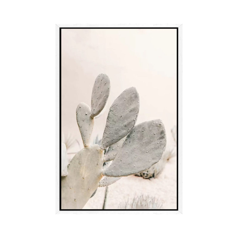 Neutral Cactus - Print on Canvas, 101.6cm H x 66.04cm W x 3.81cm D, White Framed