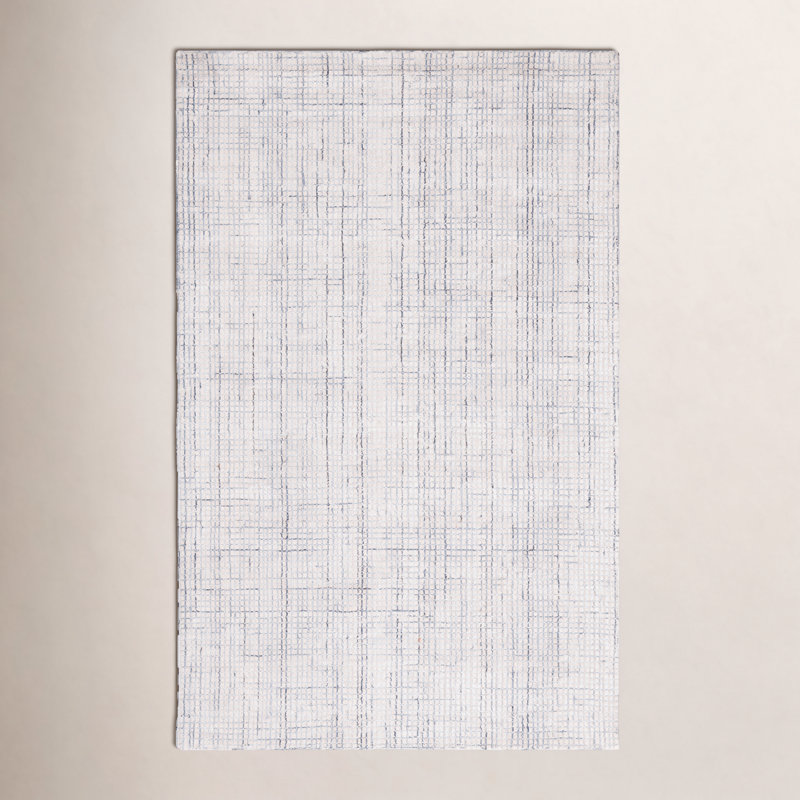 Rowe Abstract Handmade Tufted Ivory/Grey Area Rug, Rectangle 8' x 10'