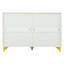 Six Drawers, Golden Straight Aluminum Handle, Golden Triangle Legs, White Locker