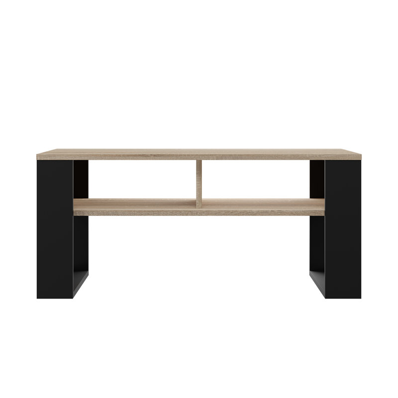 Julyssa Sled Coffee Table with Storage, Sonoma Oak, Black