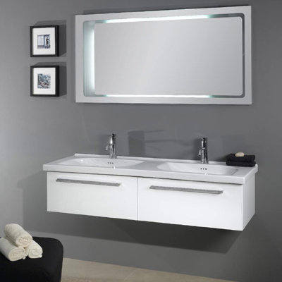 Ensemble de meuble-lavabo double 57 "avec miroir Fly