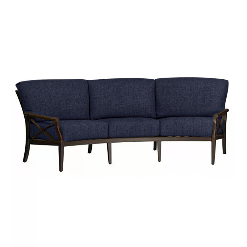 Andover 106'' Wide Aluminum Patio Sofa with Cushions, Canvas Navy Sunbrella® Canvas, Chestnut Brown