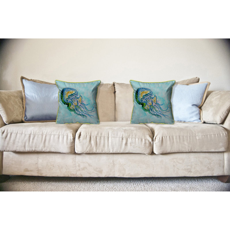 Jellyfish Outdoor Throw Pillow, 18" H x 18" W